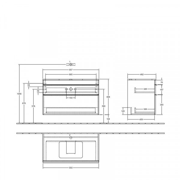 Villeroy en Boch Wastafelmeubels Venticello 957 x 606 x 502 mm