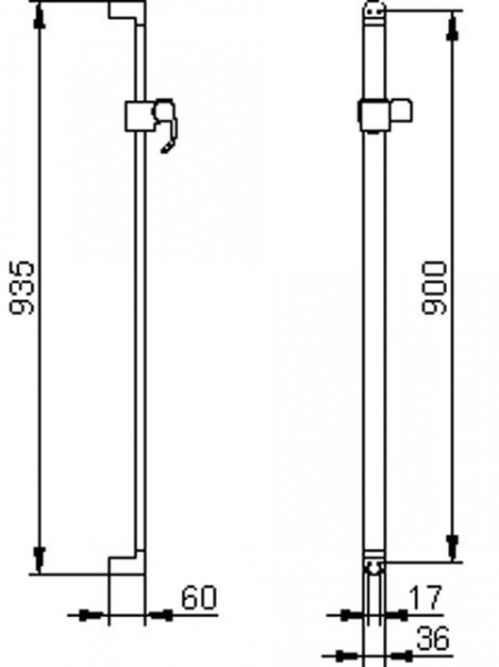 Douchestang Keuco Elegance met cursor, 935 mm Chroom