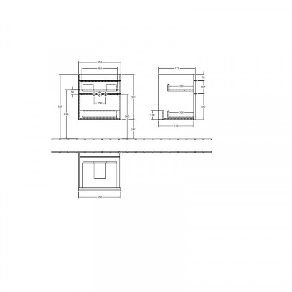 Villeroy en Boch Wastafelmeubels Venticello 553 x 590 x 502 mm