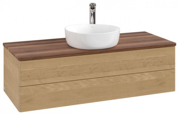 Wastafelmeubel Voor Opzet Waskom Villeroy en Boch Antao 1200x360x500mm Honey Oak/Warm Walnut