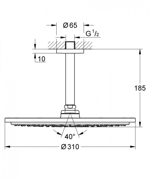 Grohe Rainshower Cosmopolitan 310 Plafond stortdouche 142 mm, 1 straalsoort (26067)