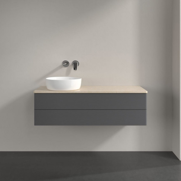 Wastafelmeubel Voor Opzet Waskom Villeroy en Boch Antao 1200x360x500mm Anthracite Matt Laquered/B...