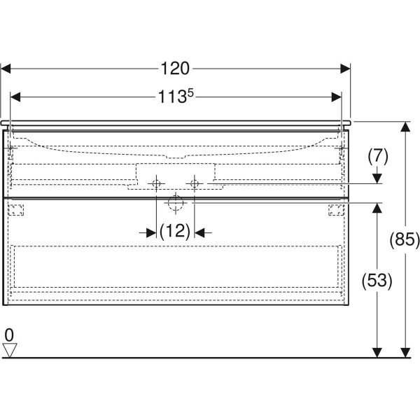 Ensemble Meuble Salle de Bain Geberit iCon Meuble 2 tiroirs et lavabo, KeraTect 1200mm Chêne/Lava