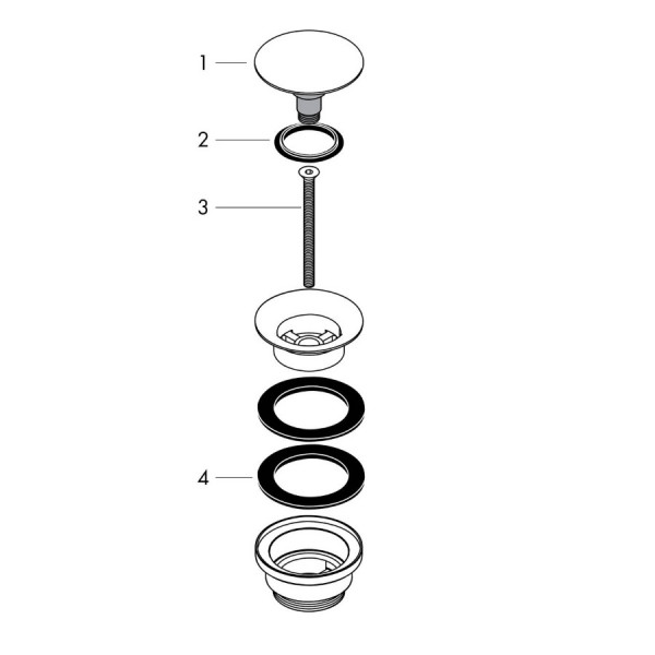 Hansgrohe Trekker Waskom en Wastafel Universeel Druk-Open Pluggen >01/04 Zwart Mat 97204000