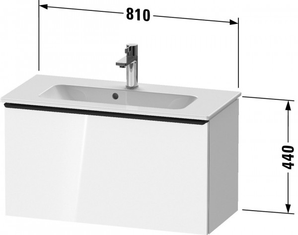 Meuble Pour Lavabo Encastrable Duravit D-Neo Compact tiroir poignée chromé pour Lav. ME 810mm Lin Mat DE4269010750000