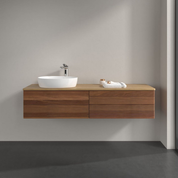 Wastafelmeubel Voor Opzet Waskom Villeroy en Boch Antao 1600x360x500mm Warm Walnut/Honey Oak