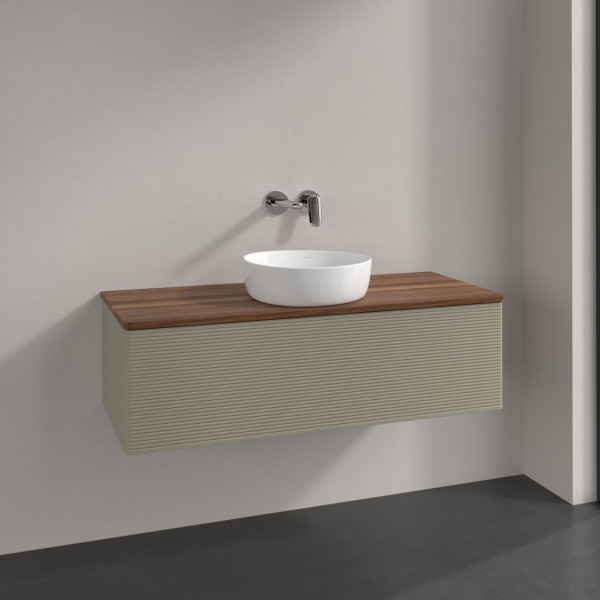 Meuble Pour Vasque à Poser Villeroy et Boch Antao avec Structure 1 tiroir 1200x360x500mm Stone Grey Matt Lacquer/Warm Walnut