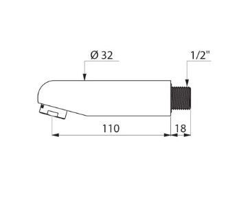 Delabie Kraanuitloop Chroom Longueur 110 mm 947120