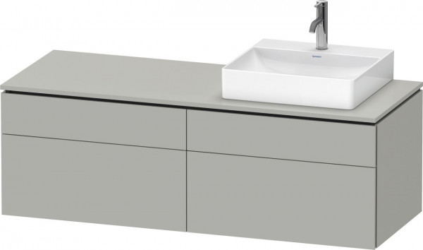 Meuble Pour Vasque à Poser Duravit L-Cube 4 tiroirs, vasque droite 1420mm Gris béton mat LC4870R07070000