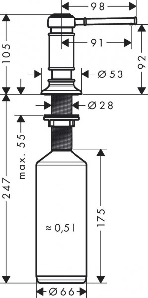 Axor Afwasmiddel Dispenser Montreux Gepolijst Zwart Chroom