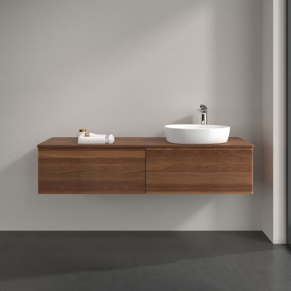 Wastafelmeubel Voor Opzet Waskom Villeroy en Boch Antao 1600x360x500mm Warm Walnut