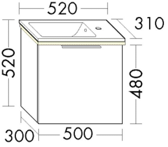 Set Meuble Salle De Bain Burgbad Eqio Lave-mains, Meuble 1 tiroir 520x520mm Personnalisable SHCH052-PN258