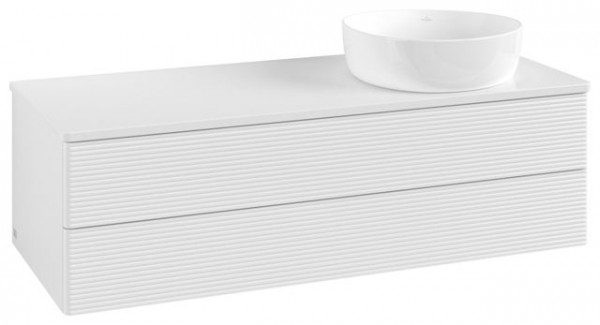 Wastafelmeubel Voor Opzet Waskom Villeroy en Boch Antao 1200x360x500mm Glossy White Lacquer