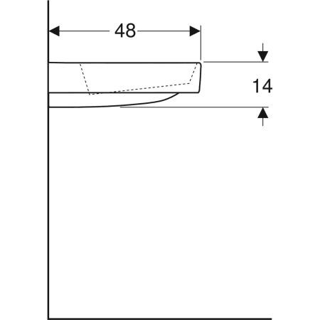 Meubelwastafel Geberit ONE Wastafel rechts, Horizontale uitloop 900x484mm Wit/Bright White