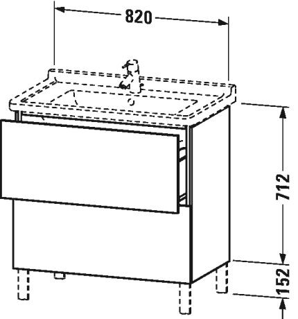 Duravit Wastafelmeubels L-Cube voor 030480 Staand 469x820x712mm