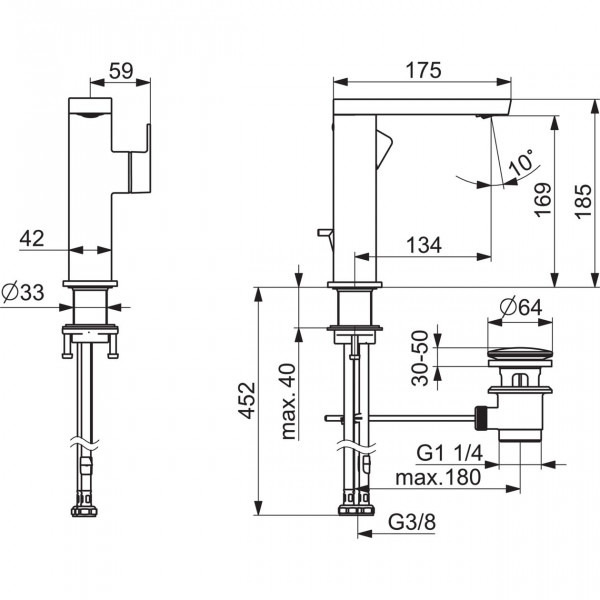 1 Gats Mengkraan Hansa STELA trekkoord en afvoerfitting 185x134mm Chroom