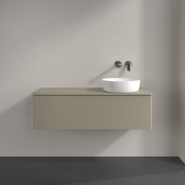 Wastafelmeubel Voor Opzet Waskom Villeroy en Boch Antao 1200x360x500mm Stone Grey Matt Lacquer