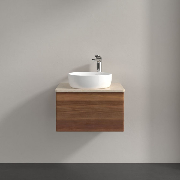 Wastafelmeubel Voor Opzet Waskom Villeroy en Boch Antao 600x360x500mm Warm Walnut/Boticcino