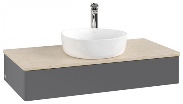 Wastafelmeubel Voor Opzet Waskom Villeroy en Boch Antao 1 lade 1000x190x500mm Anthracite Matt Laq...