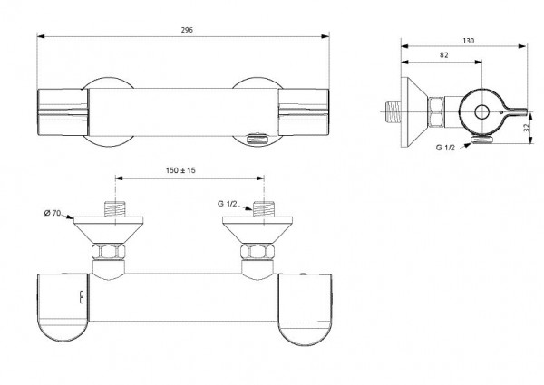 Ideal Standard Douchethermostaatkranen, projectie 82 mm Ceraplus 2