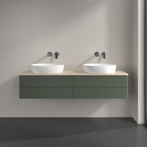 Dubbel Wastafelmeubel Villeroy en Boch Antao 1600x360x500mm Leaf Green Matt Lacquer/Boticcino