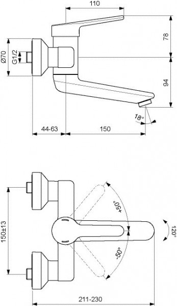 Ideal Standard Verborgen wastafelmengkraan Ceraplus 2 Chroom BC115AA