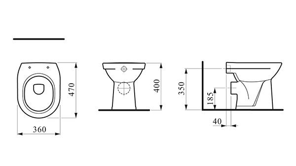 Staand Toilet Laufen PRO Compact 360x470mm Manhattan