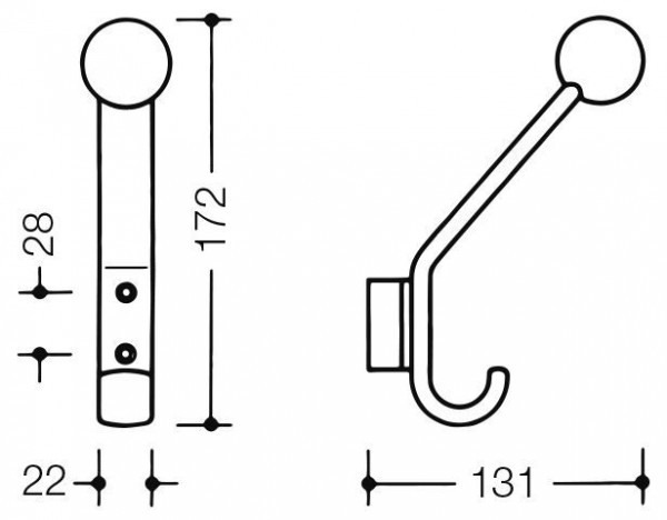 Hewi Kapstok / hoed Serie 477 131 x 172 mm