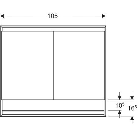 Badkamerkasten Geberit ONE Ingebouwd, 2 deuren, met nis 1050x900mm Aluminium