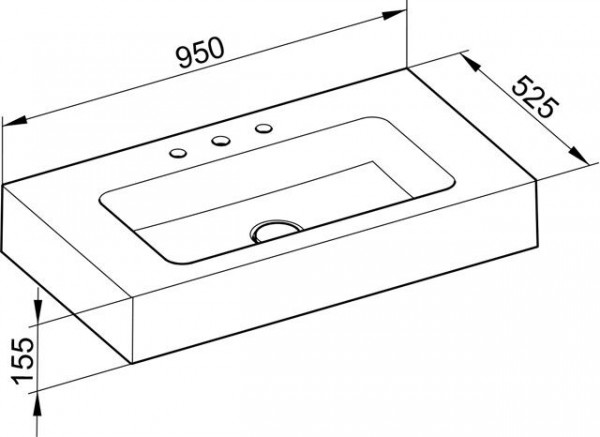 Meubelwastafel Keuco Edition 300, 3x1 gat, 950x155x525mm Wit