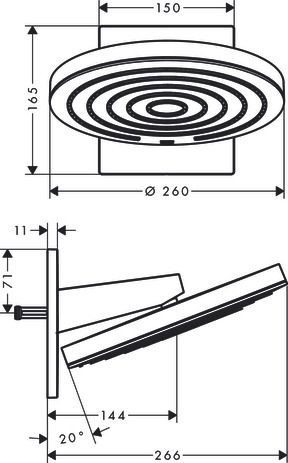 Douchekop Uit Muur Hansgrohe Pulsify EcoSmart 260mm Wit Mat