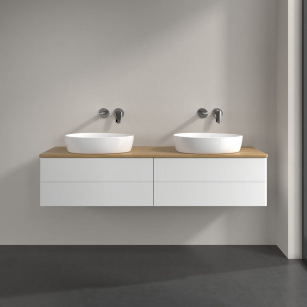 Dubbel Wastafelmeubel Villeroy en Boch Antao 1600x360x500mm White Matt Laquered/Honey Oak