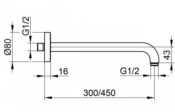 Douchearm Keuco Edition 300 Wand vierkant 312 mm Zwart