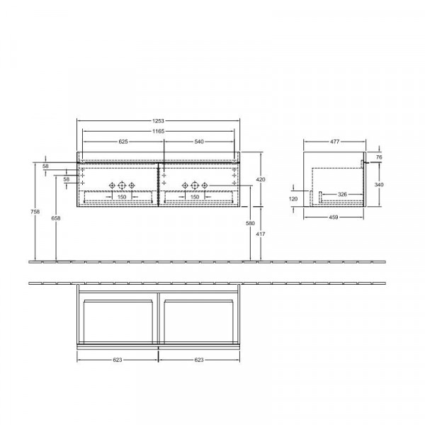 Villeroy en Boch Wastafelmeubels Venticello 1253 x 420 x 502 mm