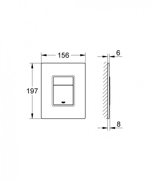 Grohe Skate Cosmopolitan WC bedieningsplaat glas DF 156x197mm verticaal/horizontaal niet voor Grohe Fresh mat wit