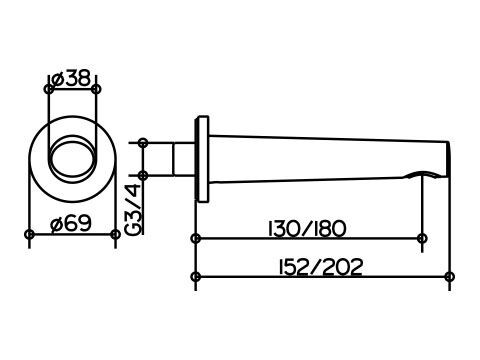 Opbouwkraan Keuco Edition 400 Baduitloop DN 20