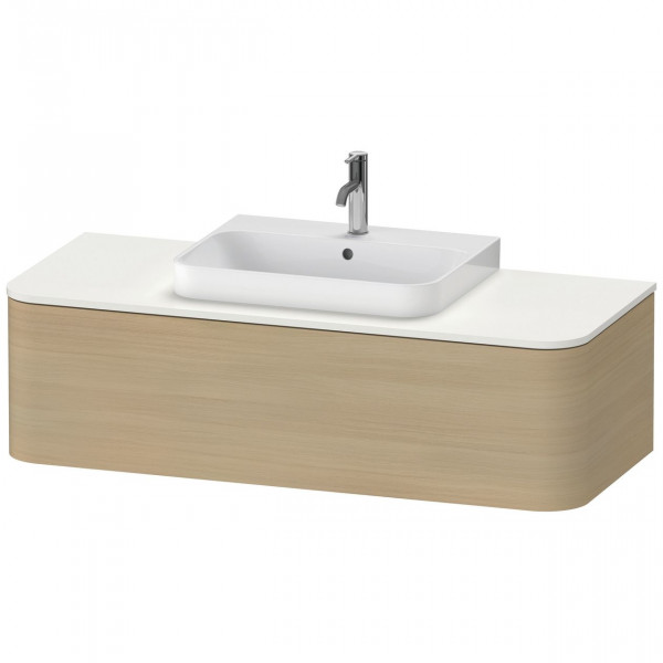 Meuble Pour Vasque à Poser Duravit Happy D.2 Plus 1 tiroir éclairé, vasque centrale 1300mm Chêne Méditerranéen HP4942M71710010