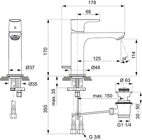 Ideal Standard Eéngreeps wastafelmengkraan Connect Air Chroom