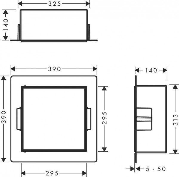 Plank Hansgrohe XtraStoris wanduitsparing met betegelbare deur 390x390mm Mat Wit