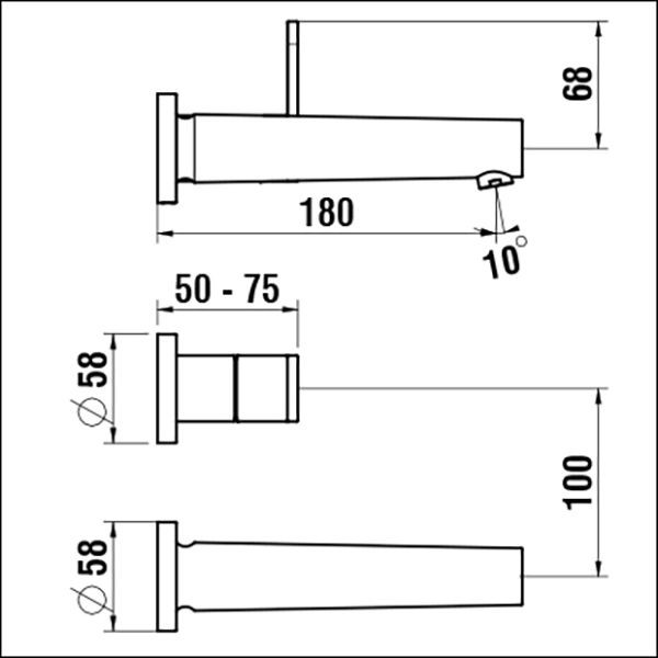 Inbouw Wastafelkraan Laufen THE NEW CLASSIC 2 gaten 180mm Chroom