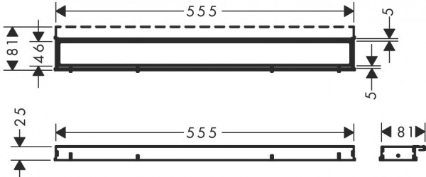 Douchegoot Hansgrohe RainDrain Match 600mm met in hoogte verstelbaar frame Geborsteld Roestvrij S...