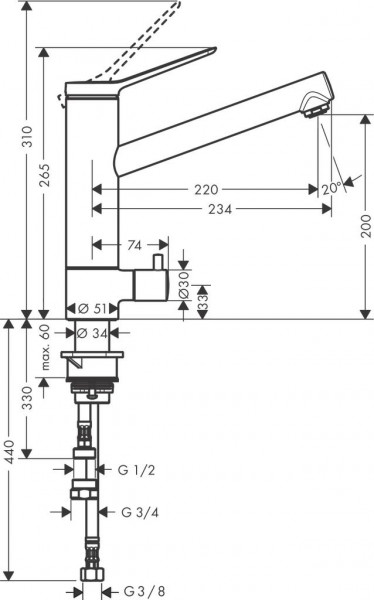 Keukenmengkraan Hansgrohe Zesis M33 Met afsluitklep Chroom