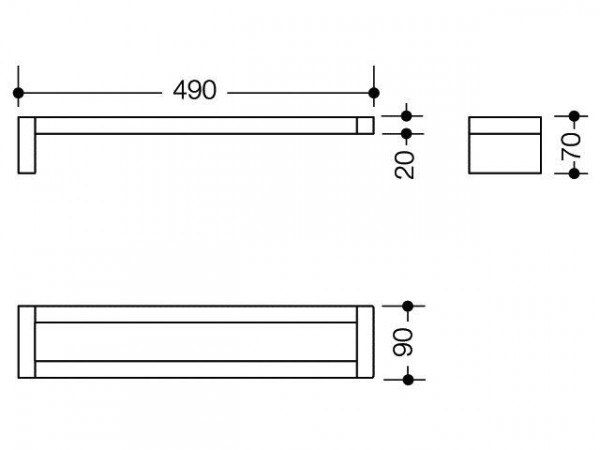 Hewi Systeem 100 Handdoekhouder L49cm Metaal Chroom 100.09.10040