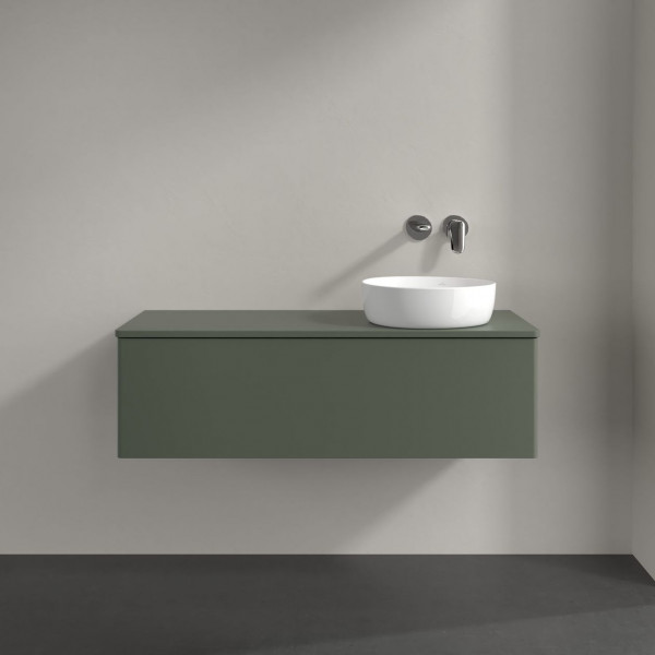 Wastafelmeubel Voor Opzet Waskom Villeroy en Boch Antao 1200x360x500mm Leaf Green Matt Lacquer