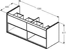 Ideal Standard Möbel für Doppelwaschtisch 2 Schubladen Connect Air (E0829)