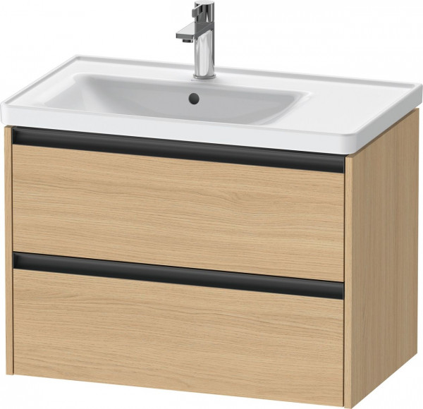 Meuble Pour Lavabo Encastrable Duravit Ketho.2 2 tiroirs, poignées anthracite, vasque gauche 784x549mm Chêne Naturel Mat K25285030300000