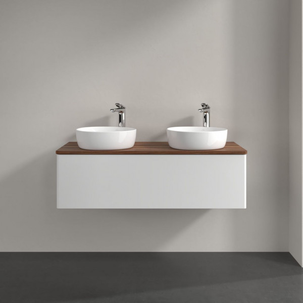 Dubbel Wastafelmeubel Villeroy en Boch Antao 1200x360x500mm Glossy White Lacquer/Warm Walnut