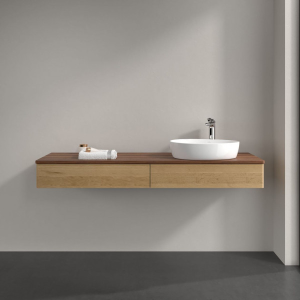 Wastafelmeubel Voor Opzet Waskom Villeroy en Boch Antao 1600x190x500mm Honey Oak/Warm Walnut