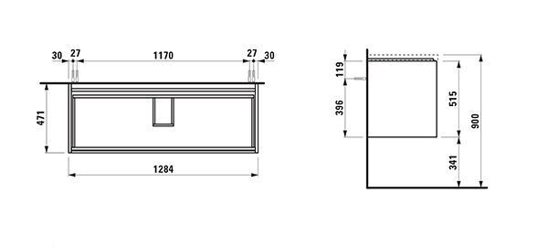 Wastafel Onderkast Laufen LANI voor het Woonplein 471x1284x515mm Wilde eik