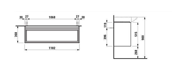 Meuble Pour Lavabo Encastrable Laufen LANI pour Palace 368x1182x515mm Multicouleur